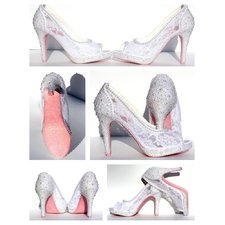 White Wedding Stiletto with Lace & Pearls