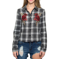 Rose Fishtail Flannel Shirt in Gray