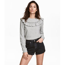 Sweatshirt with Ruffle | Gray melange | Women | 