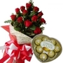 12 Red Roses with Ferrero Heart box