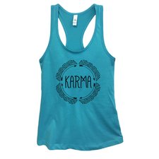 Womens Karma Grapahic Design Fitted Tank Top – WomensTankTops.com