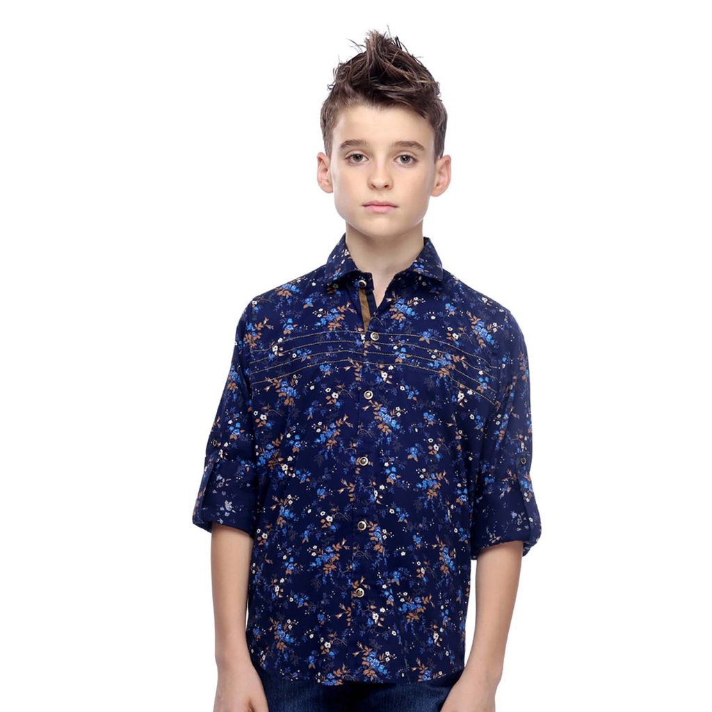 MashUp Floral Print Blue Shirt