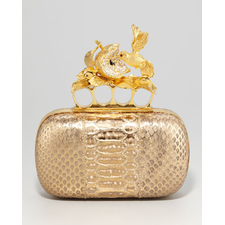 Apple & Hummingbird Knuckle-Duster Python Clutch Bag - Neiman Marcus