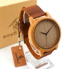 Bobo Bird Bamboo Watch w/ Leather Cowhide Strap