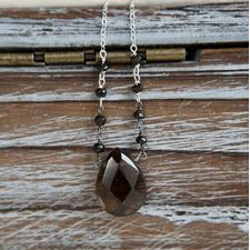 Smokey Quartz Wire Wrapped Sterling Silver Necklace - 16" Length