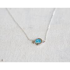 Sky Blue Marble Circular Sterling Silver -18" Length