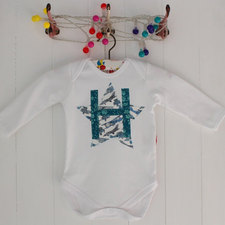 PERSONALISED Heart and letter bodysuit boy