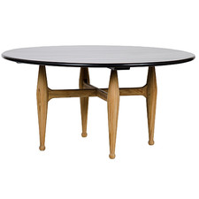 Noir - Brooke Dining Table, Teak Base w/Hand Rubbed Black Top