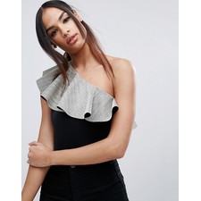  Body With One Shoulder In Ruffle Metallic