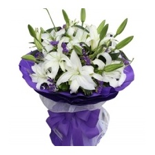 White Lily Bouquet - Funeralflowersphilippines.com.ph
