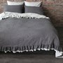 Hand Frayed Two Tones Ruffles Bed Cover - Linenshed