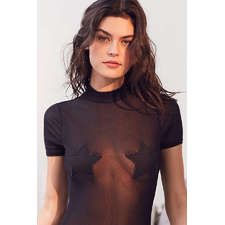 Out From Under Mesh Mock Neck Bodysuit
