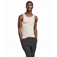 Ribbed Tank Top | Gray-beige melange