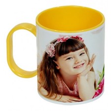 Unbreakable Yellow Inside Plastic mug personalized with photo