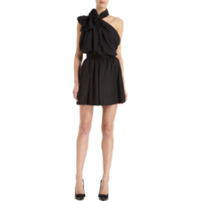 Saint Laurent Baby Cat Tie Neck Mini Dress