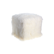 Barneys New York Lamb Fur Square Ottoman