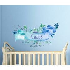Ribbon Date of Birth Name Wall Decal
