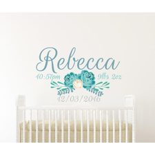 Flower Date of Birth Name Wall Decal