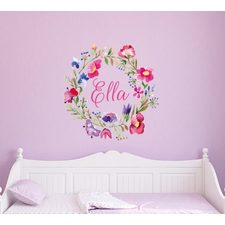 Flower Wreath Name Wall Decal
