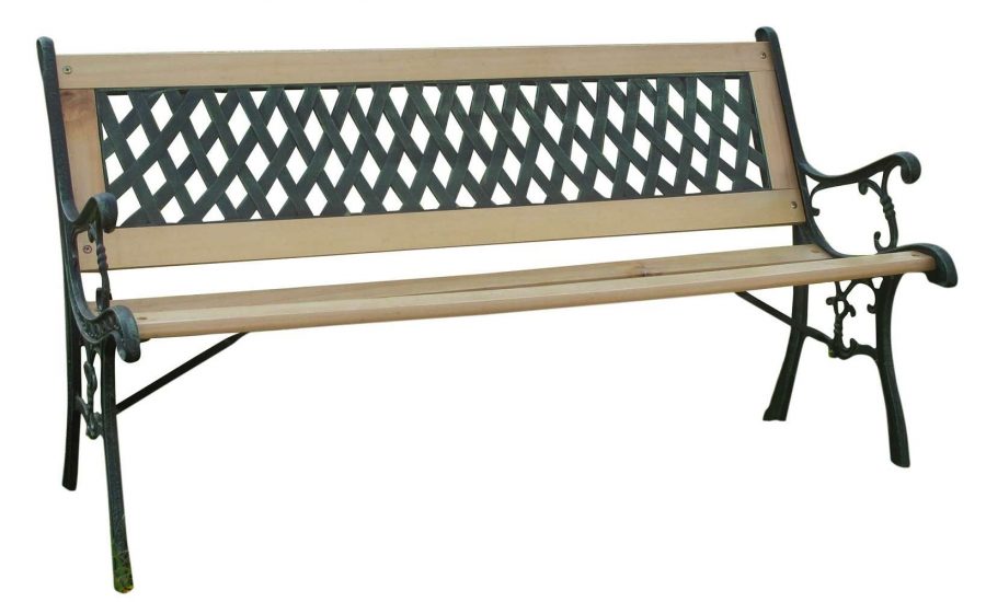 Wooden Bench with Steel Sup...