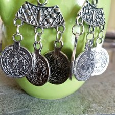 Imp-E-004 Silver Vintage Coin Style Ethnic Earrings