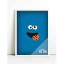 Sesame Street Character "Cookie Monster" Minimalist Download - Retro Home Wall Nursery Art Birthday Party Invitation - DIGITAL DOWNLOAD