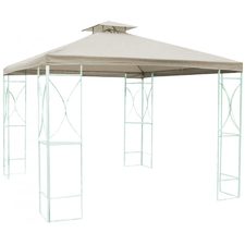Luxury Gazebo with ventilated roof & curtained sides for closure.