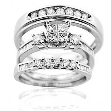 Trio Wedding Ring Set His a...