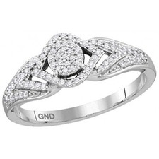 10K White Gold Natural Diamond Engagement Ring Promise Ring 1/5ctw 