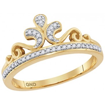 10K Gold Crown Ring for Her...