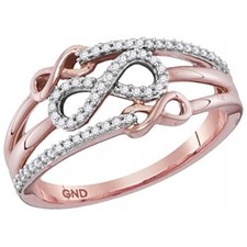 10K Gold Rose Gold Infinity Style Statement Fashion Ring 0.15ctw (i3, j/k)