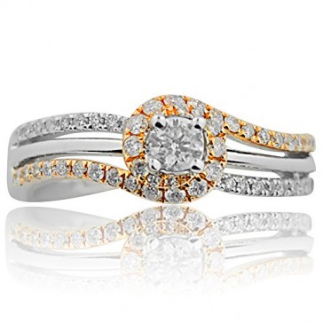 14K White Gold Two Tone Dia...