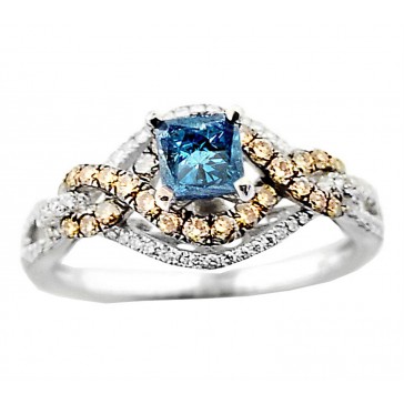 1.1ctw Princess Cut Blue Di...