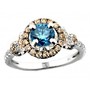 1.2ctw Diamond Ring Blue Diamond Center and Cognac and White Sides 14K White Gold (i2/i3, I/j)