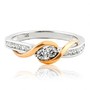 14K White Gold 2 Stone Diamond Engagement Anniversary Ring Rose Gold Tone 1/4ct
