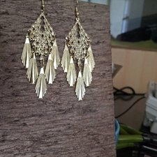 Imp-E-009 Gold Plated Dangle Long Earrings Tassel Skirt Style