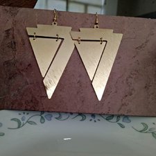 Imp-E-011 Gold Plated Dangle Long Earrings Triangle