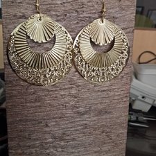 Imp-E-012 Gold Plated Dangle Long Earrings Shape Round