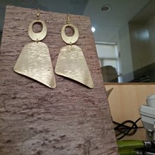 Imp-E-016 Earrings Gold Plated Dangle Long Earrings Shield Shape