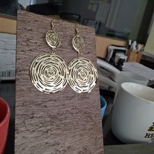 Imp-E-017 Gold Plated Dangle Long Earrings Pattern Round