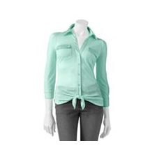 Candie's Mixed Media Tie-Front Top - Juniors