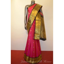  Pink With Classic Black Exclusive Kanjeevaram Silk Saree