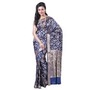 Navy Blue Pure Raw Silk with Elegant Zari Work by Silk Ghar