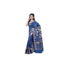 Buy Midnight Blue Pure Raw Silk with Stylish Booty and Zari work Online at Low Prices in India - Paytm.com