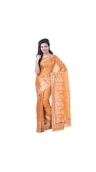 Buy Orange Pure Tussar Silk...