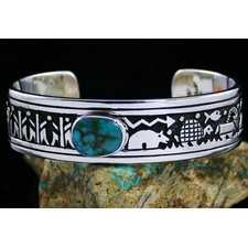 Joseph Coriz Blue Gem Turquoise Gathering Of Clans Overlay Bracelet