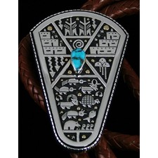 Joseph Coriz Candelaria Turquoise Gathering Of Clans Overlay Bolo Tie