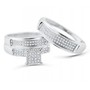 White Gold Trio Wedding Set Men Women Rings Real 1/3cttw Diamonds Pave (I2/i3 Clarity, I/j Color)