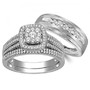 10K White Gold His And Her Rings Trio Wedding Rings Set 3/4ctw Diamonds (i2/i3, I/j)