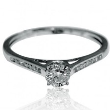 Diamond Engagement Ring 0.18ct 10k White Gold Round Solitaire